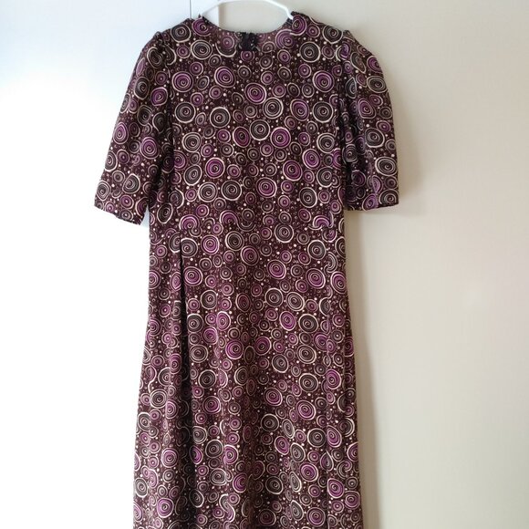 Handmade Mennonite Cape Dress 40"B 37"W Brown Purple Swirl AS IS - Picture 1 of 10
